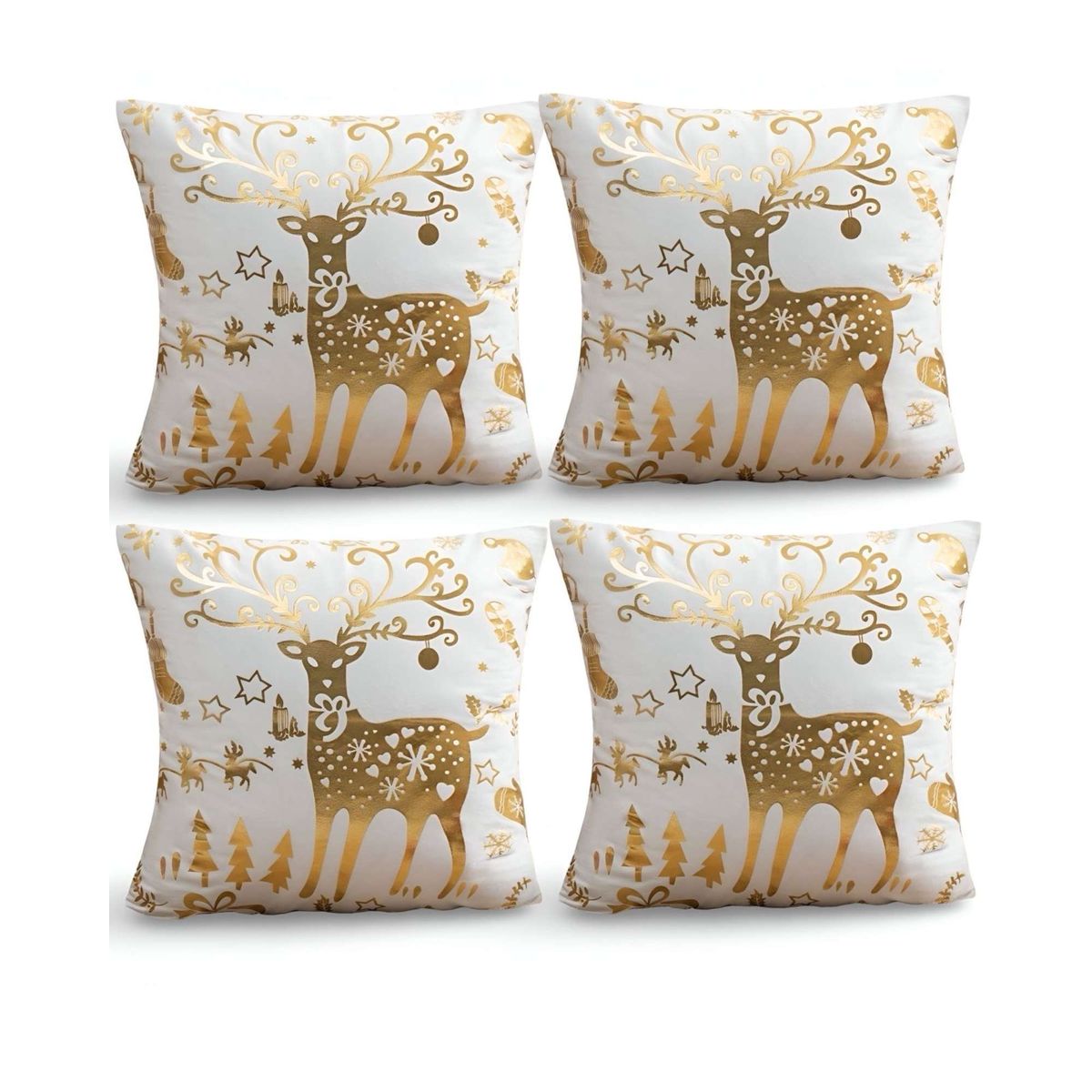 GENERICO - SET DE 4 FUNDAS DE COJIN PARA NAVIDAD M4