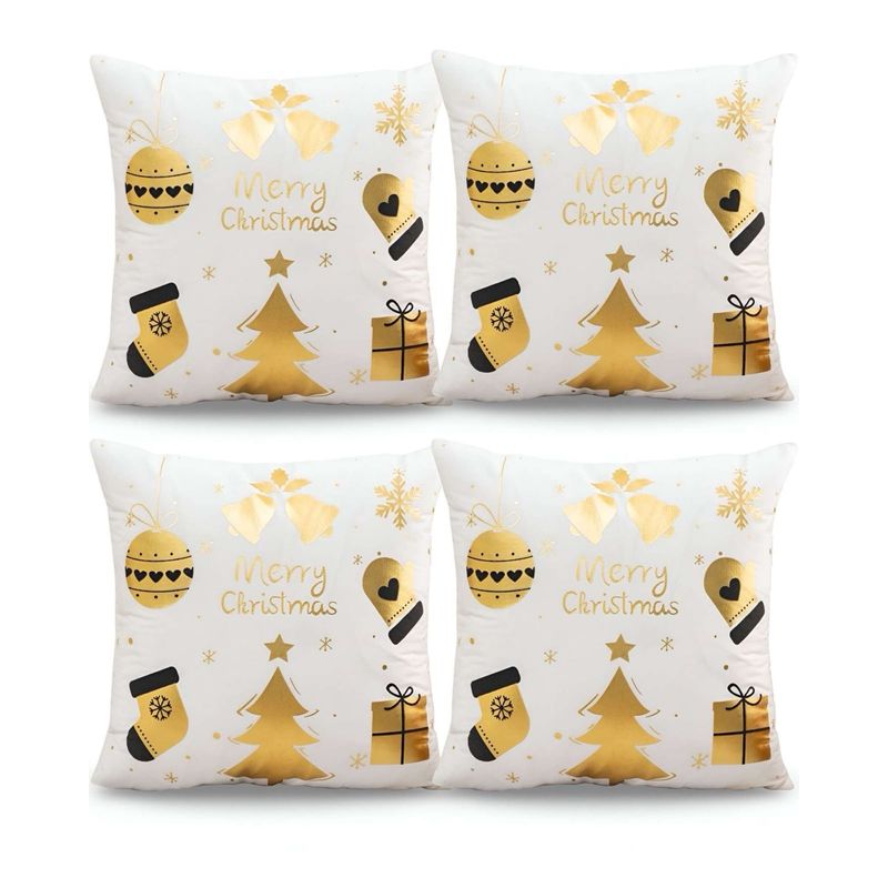 GENERICO - SET DE 4 FUNDAS DE COJIN PARA NAVIDAD M13