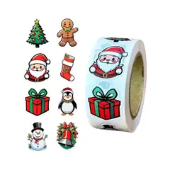 GENERICO - 500 Etiquetas Autoadhesivas Navidad 2,5 cm Rollo Pegatina