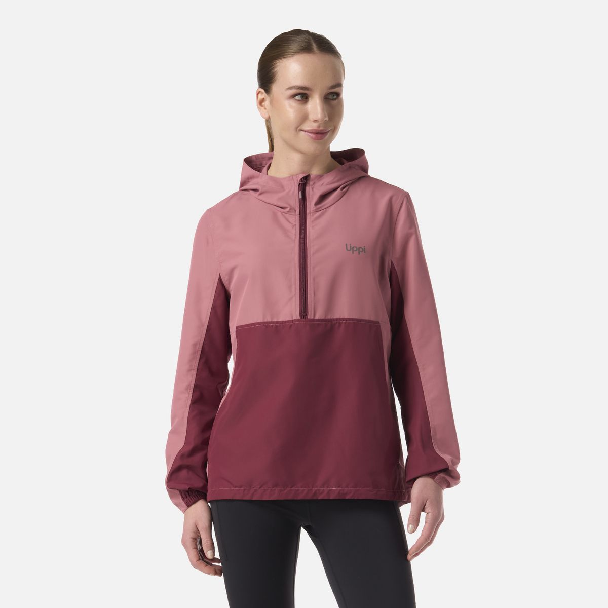 LIPPI - Chaqueta Mujer Nightfall Windbreaker 1/4 Zip Hoody Jacket Rosado