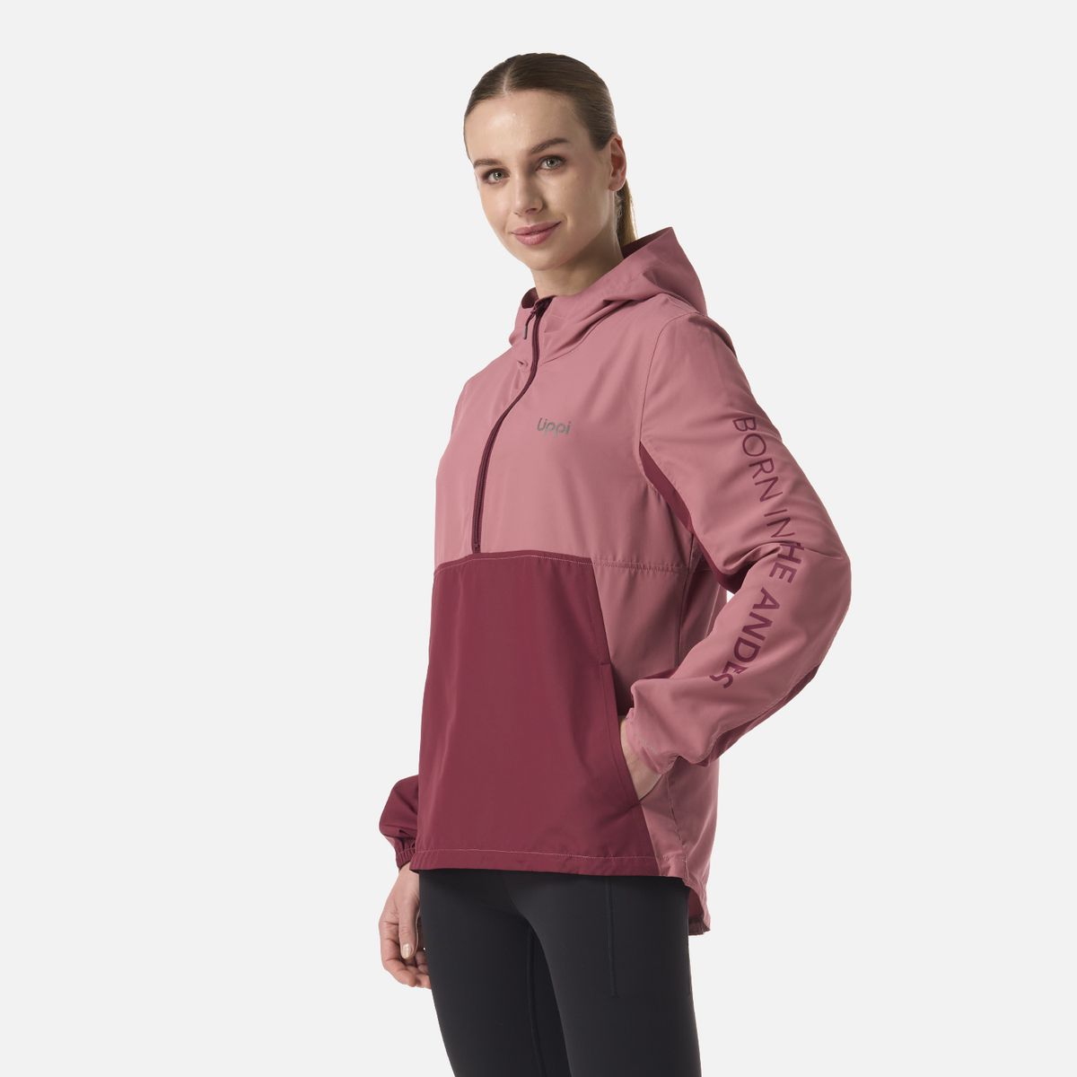 LIPPI - Chaqueta Mujer Nightfall Windbreaker 1/4 Zip Hoody Jacket Rosado