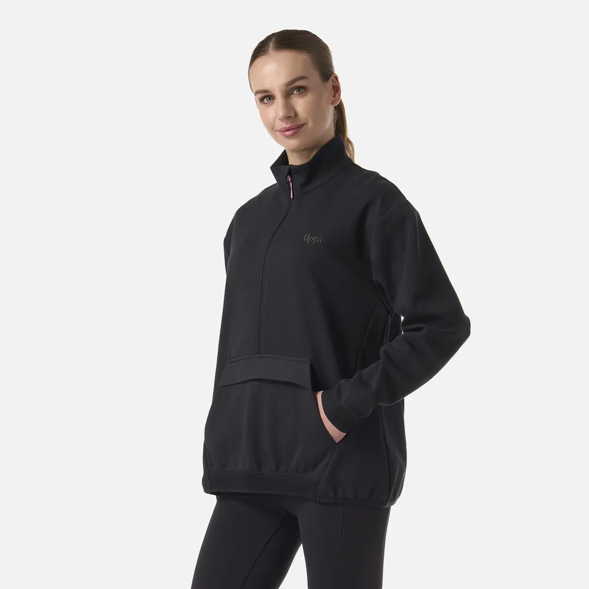 LIPPI - Polerón Mujer DownStreet 1/4 Zip Sweatshirt Negro Lippi