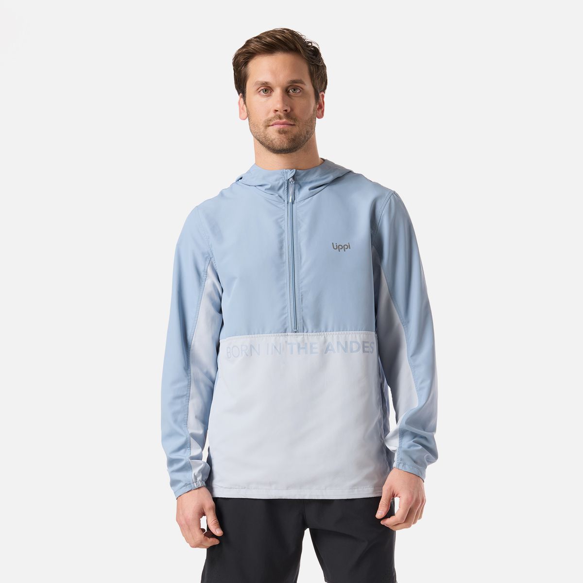 LIPPI - Chaqueta Hombre Nightfall Windbreaker 1/4 Zip Hoody Jacket Azul Piedra Lippi