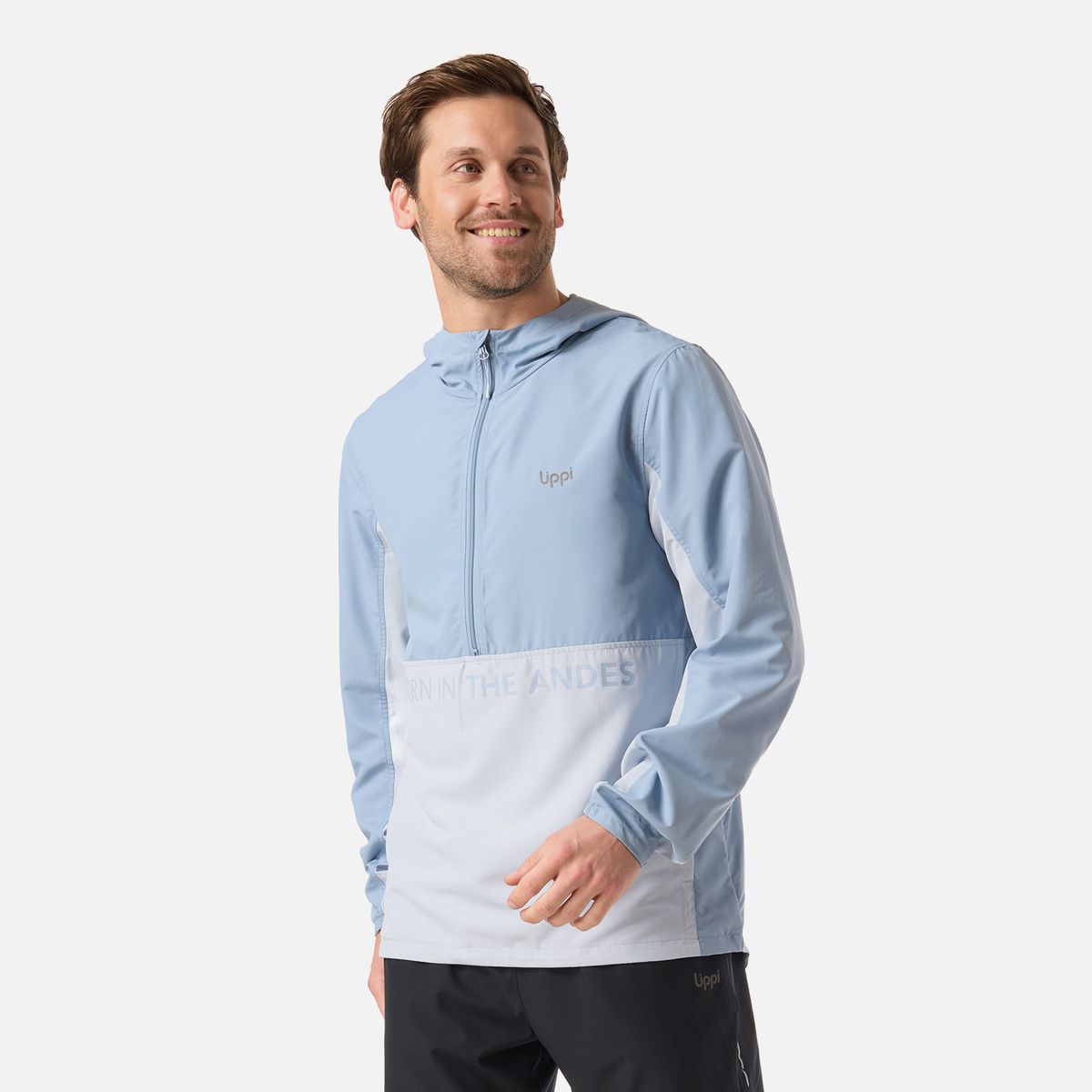 LIPPI - Chaqueta Hombre Nightfall Windbreaker 1/4 Zip Hoody Jacket Azul Piedra Lippi