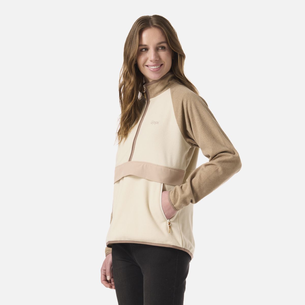 LIPPI - Polar Mujer Fireplace 1/4 Zip Sweatshirt Crema Lippi