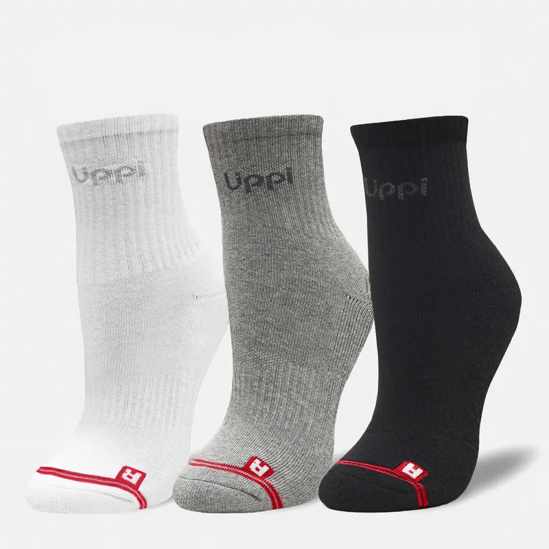 LIPPI - Calcetines Logo Lippi Pack Short Negro Blanco Gris Lippi