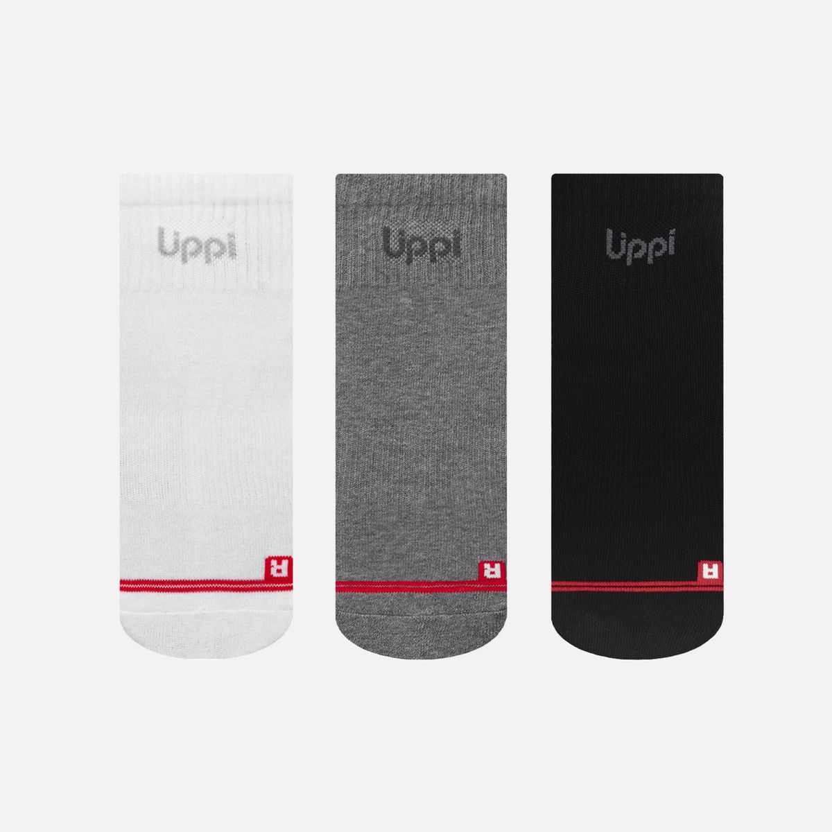 LIPPI - Calcetines Logo Lippi Pack Short Negro Blanco Gris Lippi
