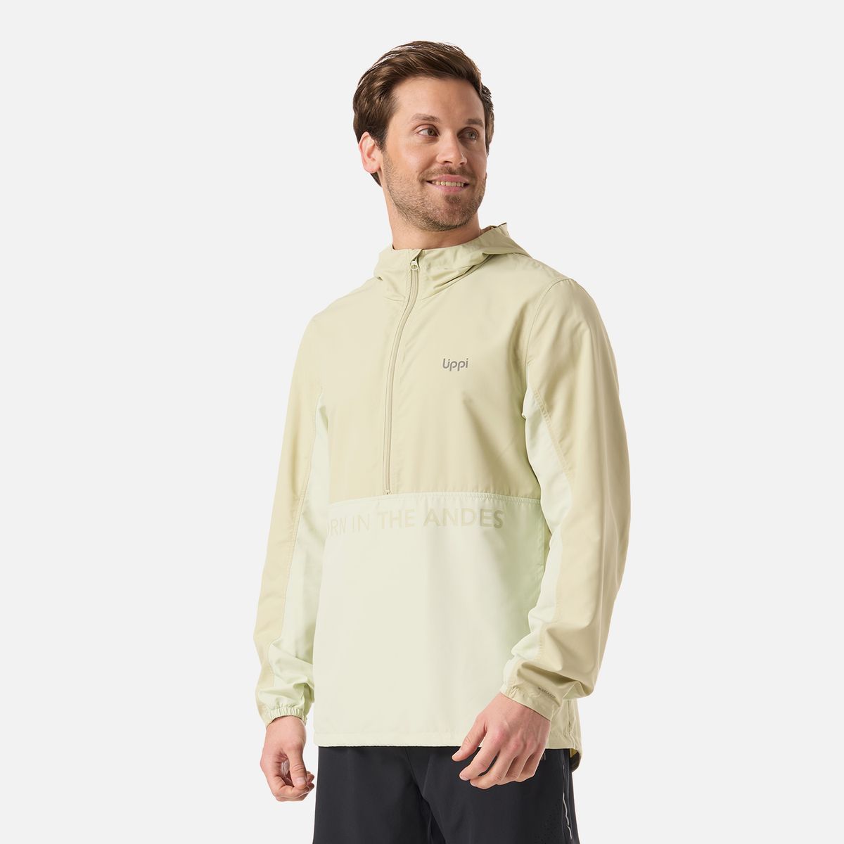 LIPPI - Chaqueta Hombre Nightfall Windbreaker 1/4 Zip Hoody Jacket Verde