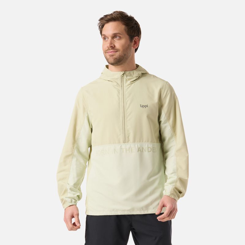 LIPPI - Chaqueta Hombre Nightfall Windbreaker 1/4 Zip Hoody Jacket Verde