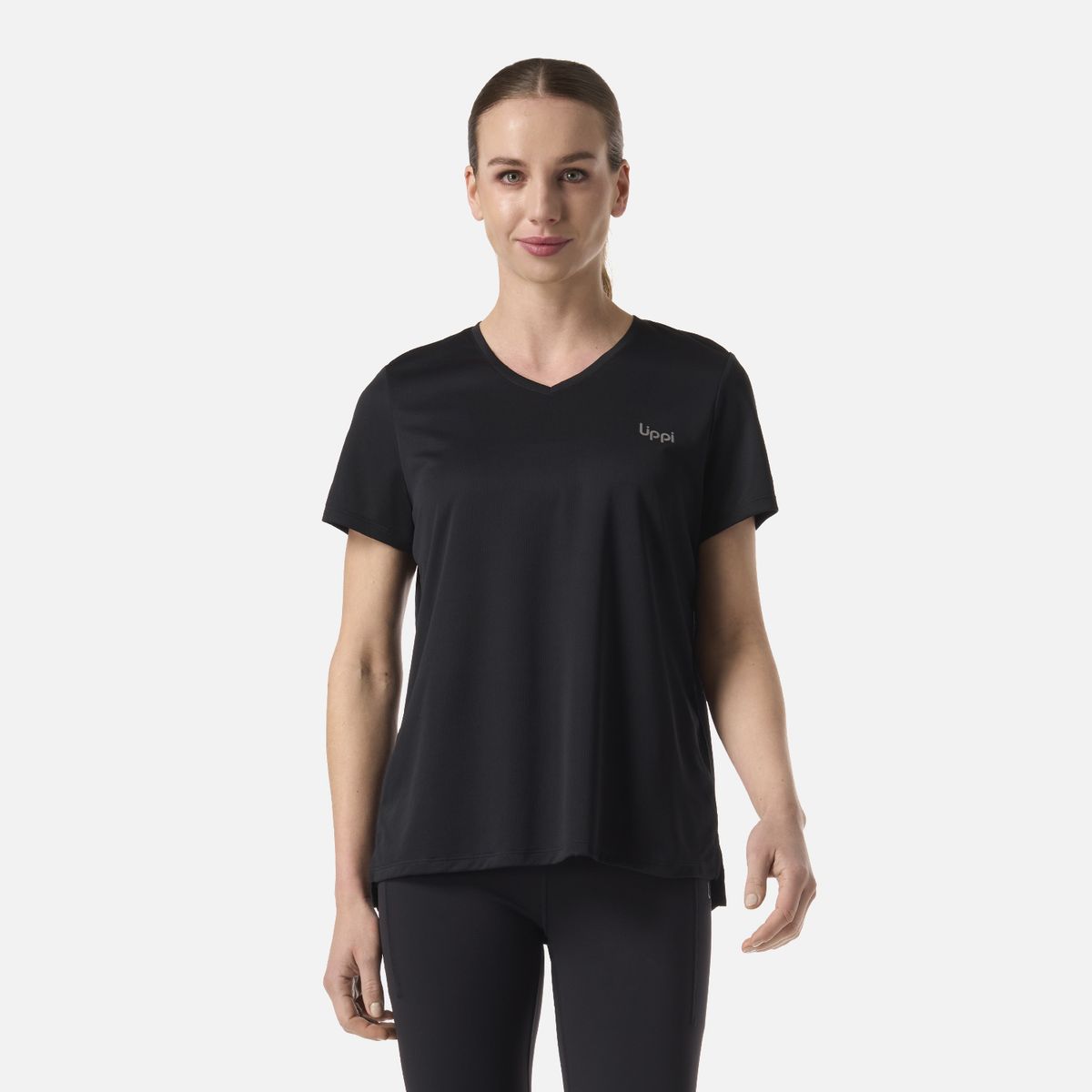 LIPPI - Polera Mujer Core V-Neck Q-Dry T-Shirt Negro Lippi