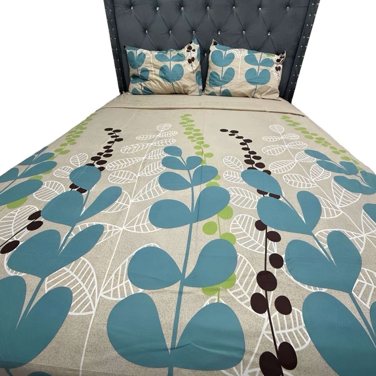 GENERICO - SABANA DE GÉNERO 2 PLAZAS BEIGE CON HOJAS