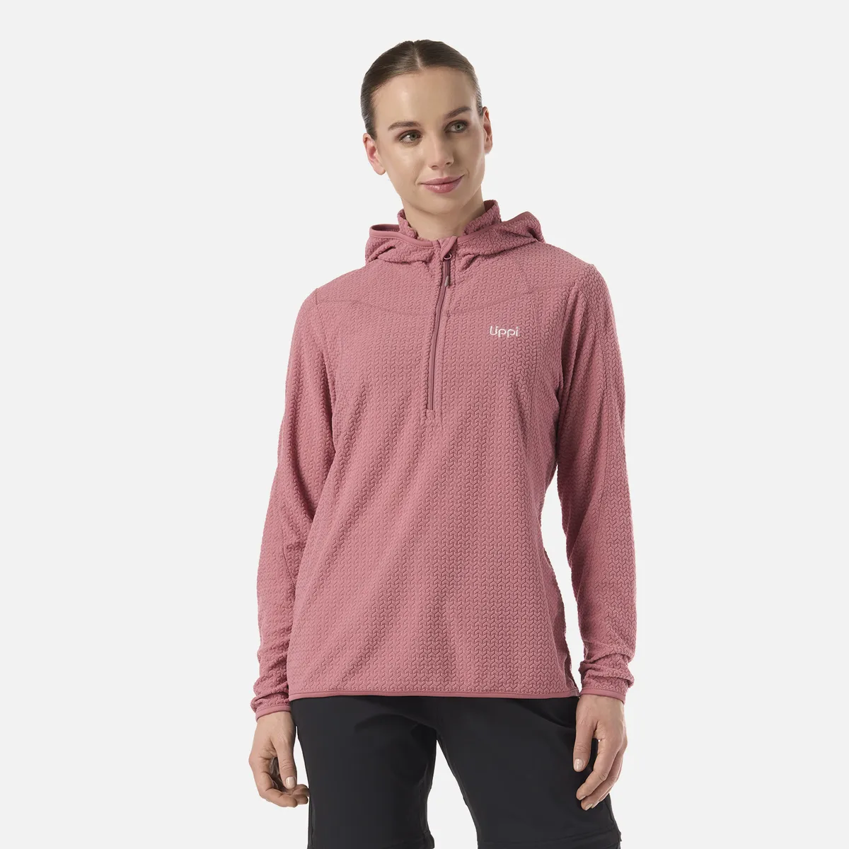LIPPI - Polerón Mujer Jacaranda Nano-F 1/4 Zip Hoody Rosa Oscuro Lippi