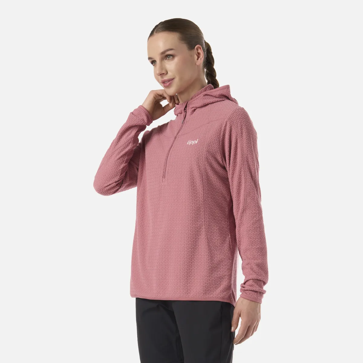 LIPPI - Polerón Mujer Jacaranda Nano-F 1/4 Zip Hoody Rosa Oscuro Lippi
