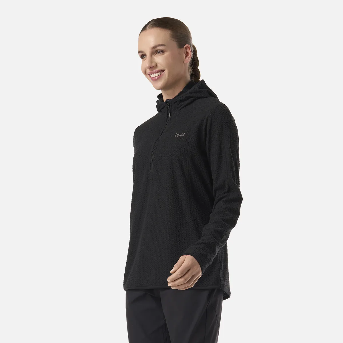LIPPI - Polerón Mujer Jacaranda Nano-F 1/4 Zip Hoody Negro Lippi