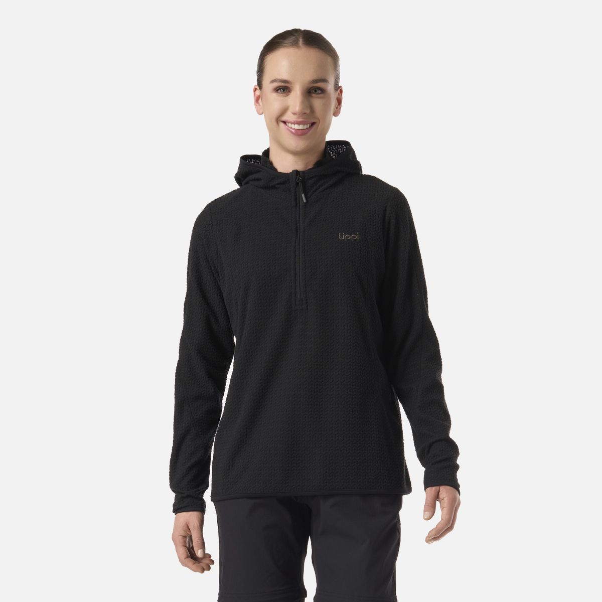 LIPPI - Polerón Mujer Jacaranda Nano-F 1/4 Zip Hoody Negro Lippi