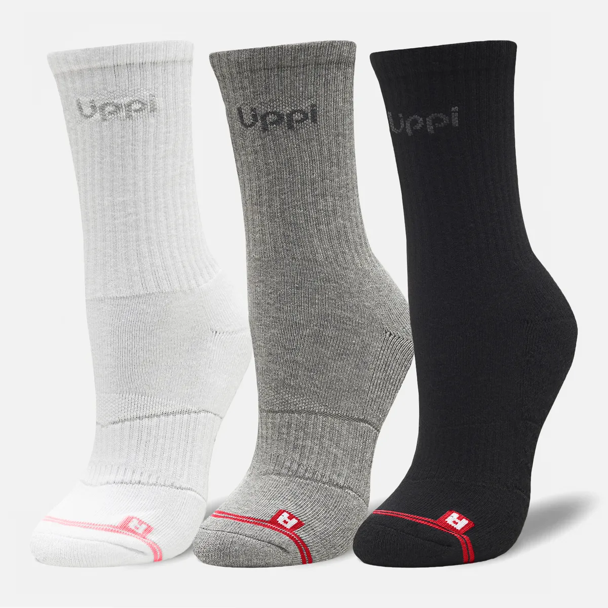LIPPI - Calcetines Logo Lippi Pack Mid Negro Blanco Gris Lippi