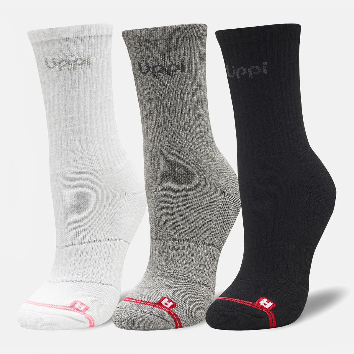 LIPPI - Calcetines Logo Lippi Pack Mid Negro Blanco Gris Lippi