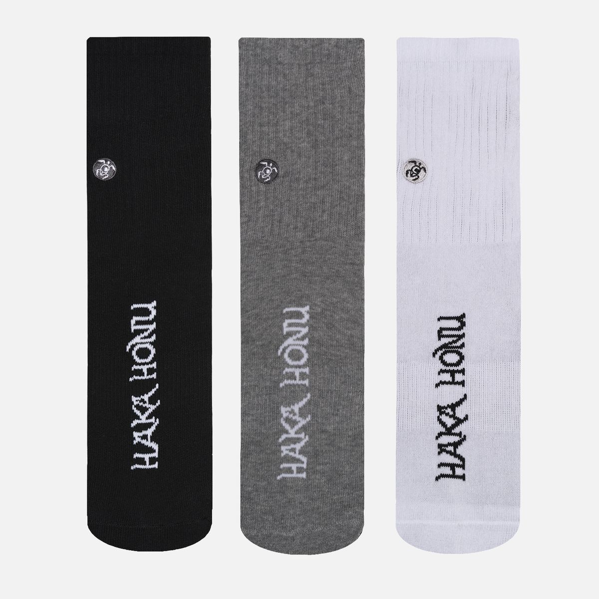 HAKA HONU - Calcetines Unisex Las Tres Puntas Pack Medio Negro/Blanco/Gris