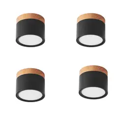 WANT - LAMPARA LED DE TECHO SOBREPUESTO NEGRO MADERA 7W LUZ CALIDA X4