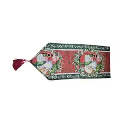 GENERICO - CAMINO DE MESA NAVIDEÑO ROJO BORLAS DECORATIVAS 30X180CM