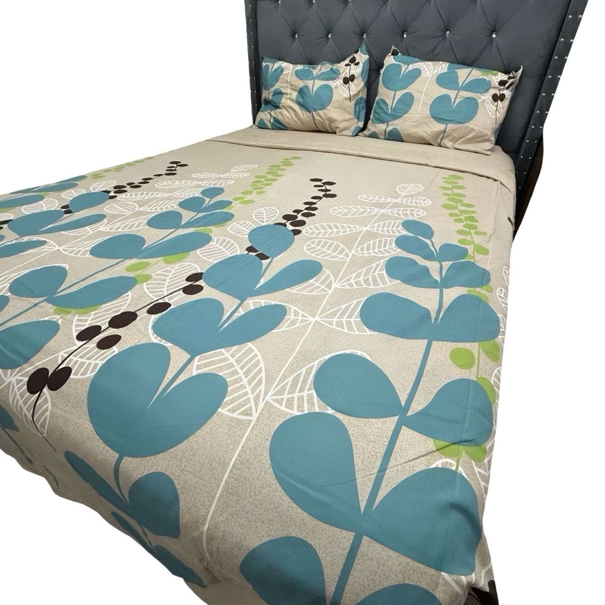 GENERICO - SABANA DE GÉNERO KING BEIGE CON HOJAS