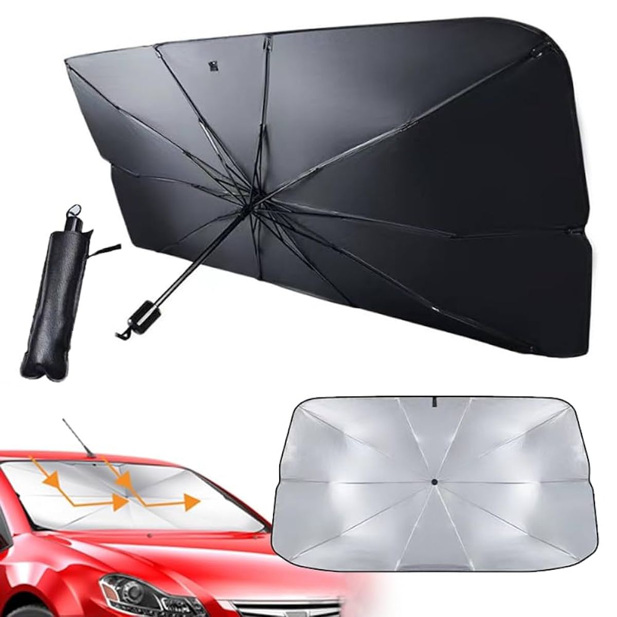 MOVI - SOMBRILLA TIPO PARAGUAS PLEGABLE PARA PARABRISAS AUTO UV