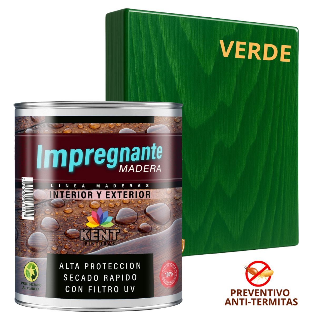KENT - IMPREGNANTE Maderas AntiTermitas- OCTAVO GALÓN - VERDE IMPREGNADO