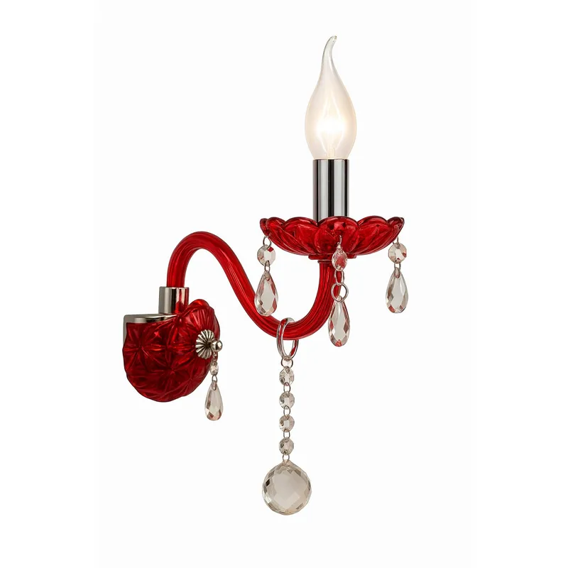 GENERICO - Aplique Lámpara De Pared Candelabro De Cristal E14 Roja