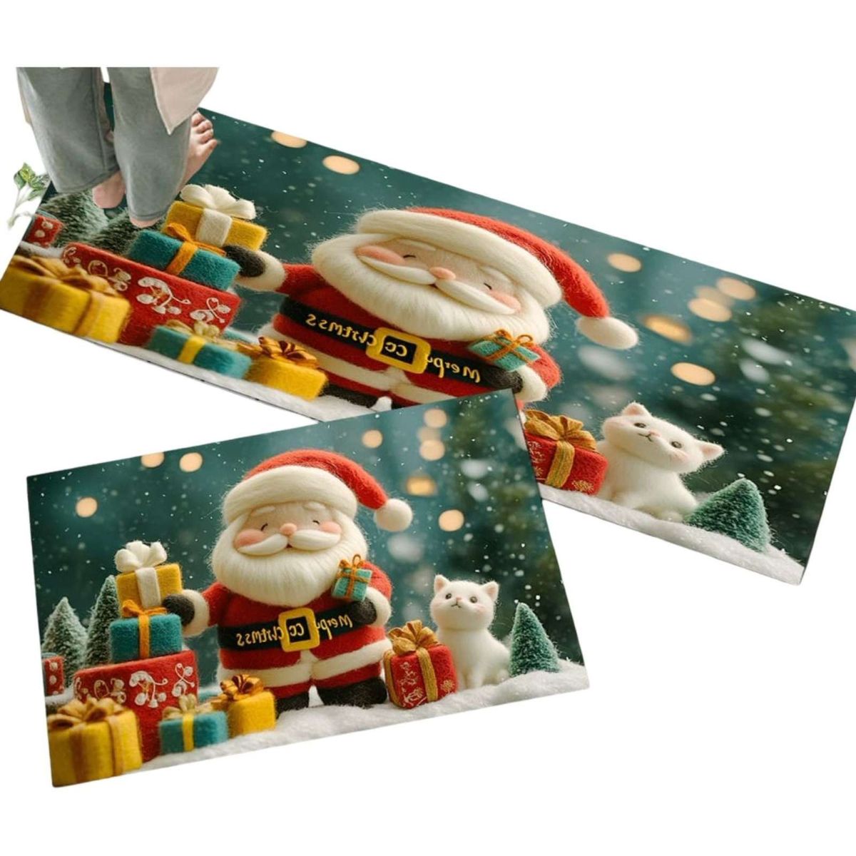 GENERICO - SET ALFOMBRA DE COCINA DISEÑO DE NAVIDAD