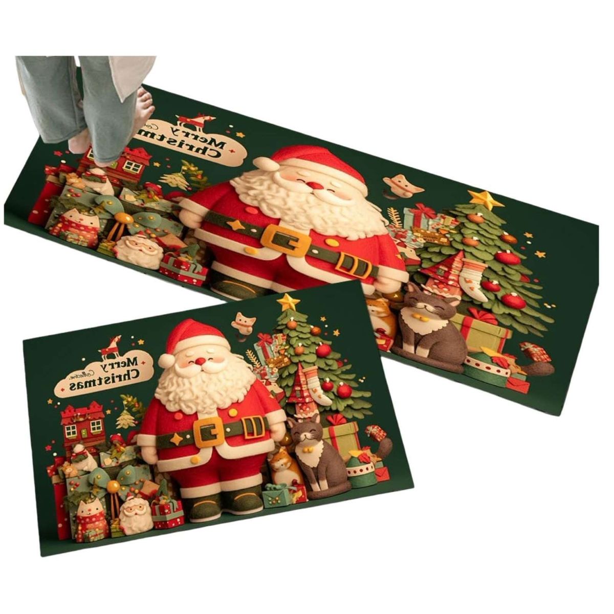 GENERICO - SET ALFOMBRA DE COCINA DISEÑO DE NAVIDAD