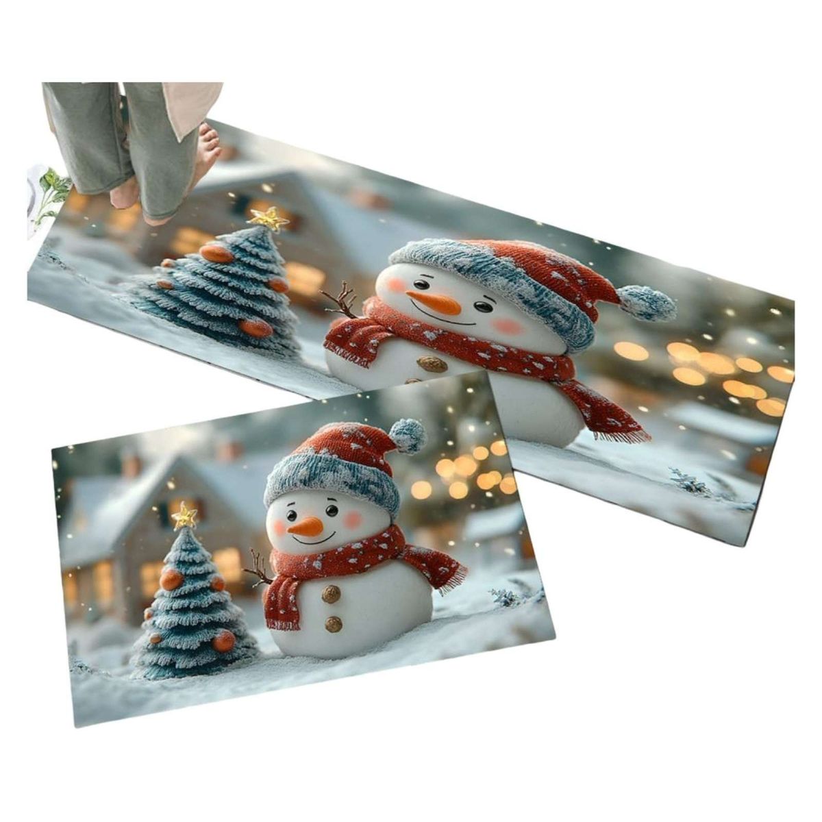 GENERICO - SET ALFOMBRA DE COCINA DISEÑO DE NAVIDAD