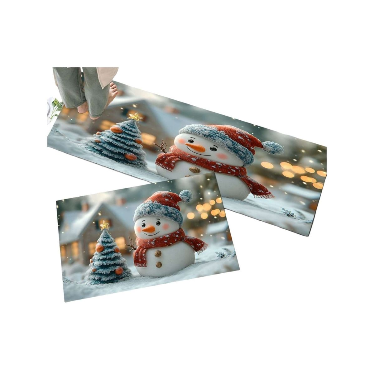 GENERICO - SET ALFOMBRA DE COCINA DISEÑO DE NAVIDAD