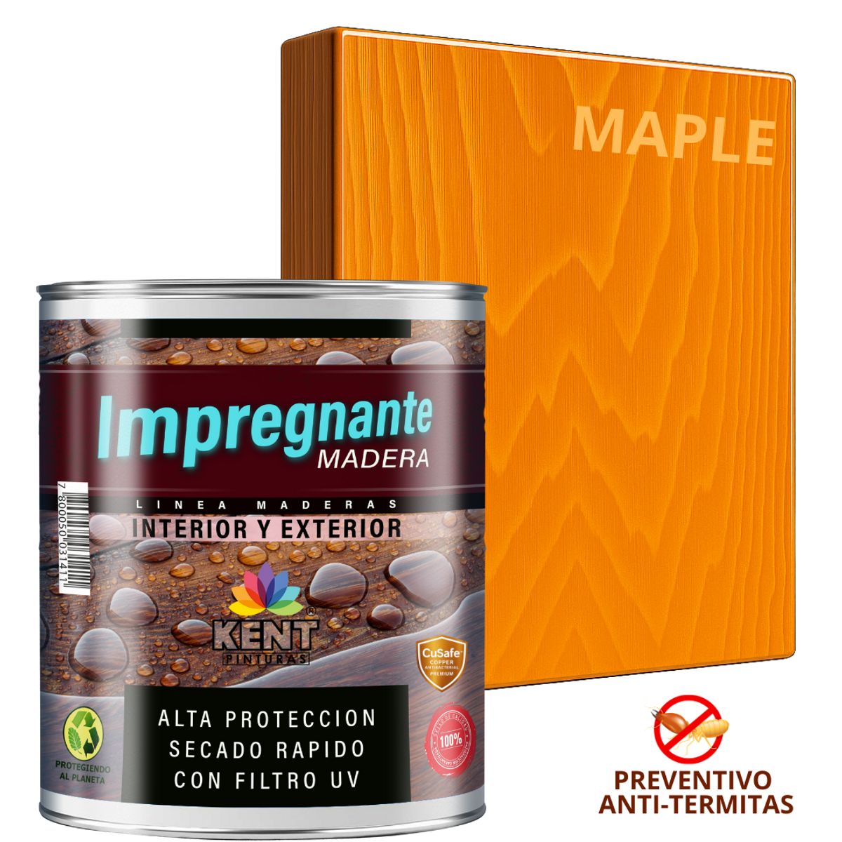 KENT - IMPREGNANTE Maderas AntiTermitas- OCTAVO GALÓN - MAPLE