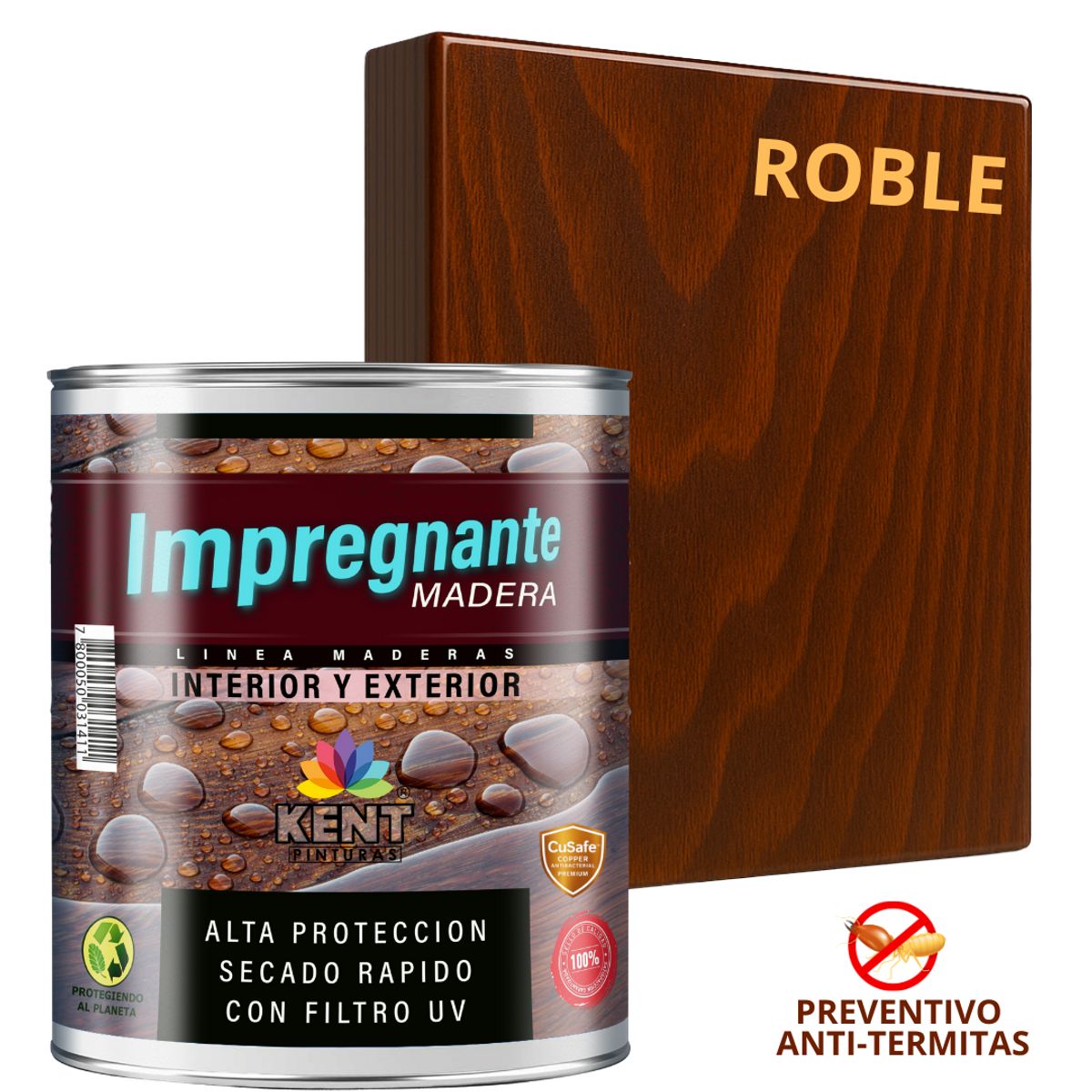 KENT - IMPREGNANTE Maderas AntiTermitas- OCTAVO GALÓN - ROBLE OSCURO