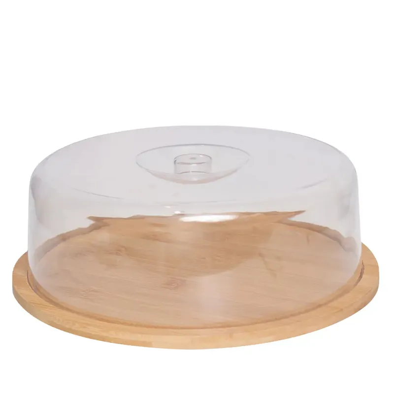 TOPSOC - Tabla Bandeja De Madera Circular con Cupula 28cm