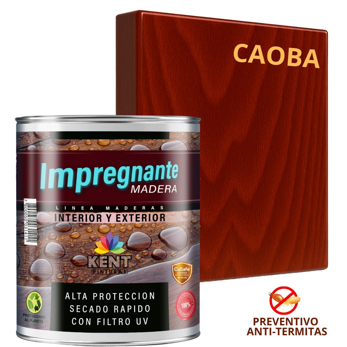 KENT - IMPREGNANTE Maderas AntiTermitas- CUARTO GALÓN - CAOBA