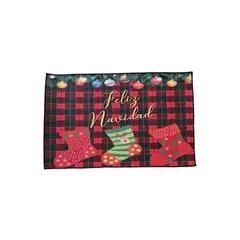 GENERICO - ALFOMBRA DE NAVIDAD 50CMX80CM CON ANTIDESLIZANTE BOTAS CUADRO