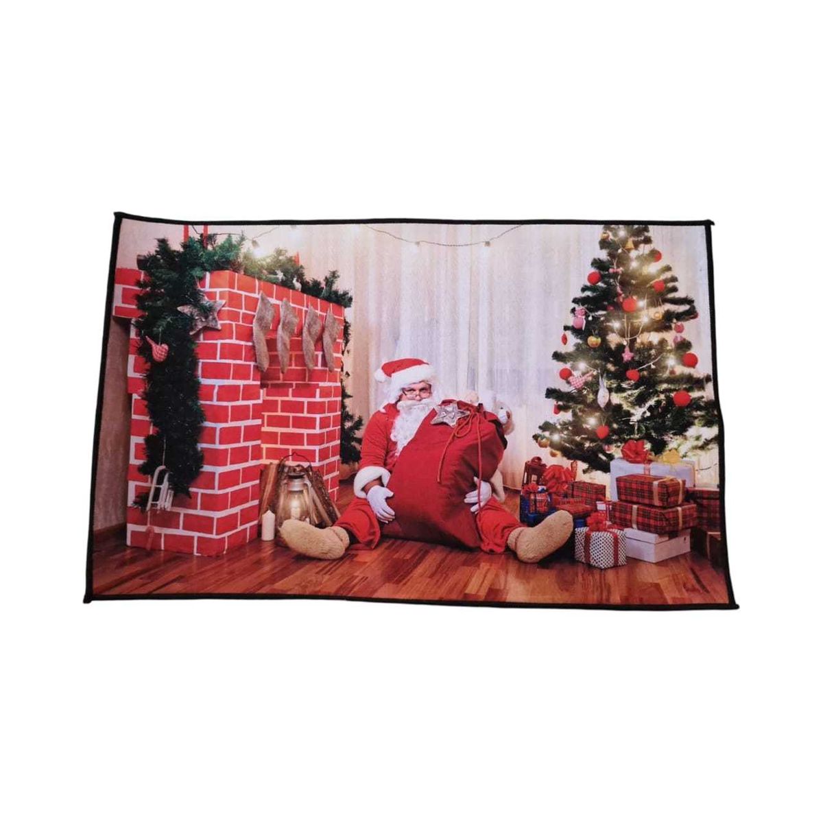 GENERICO - ALFOMBRA DE NAVIDAD 50CMX80CM CON ANTIDESLIZANTE SANTA CHIMENEA CON REGALO