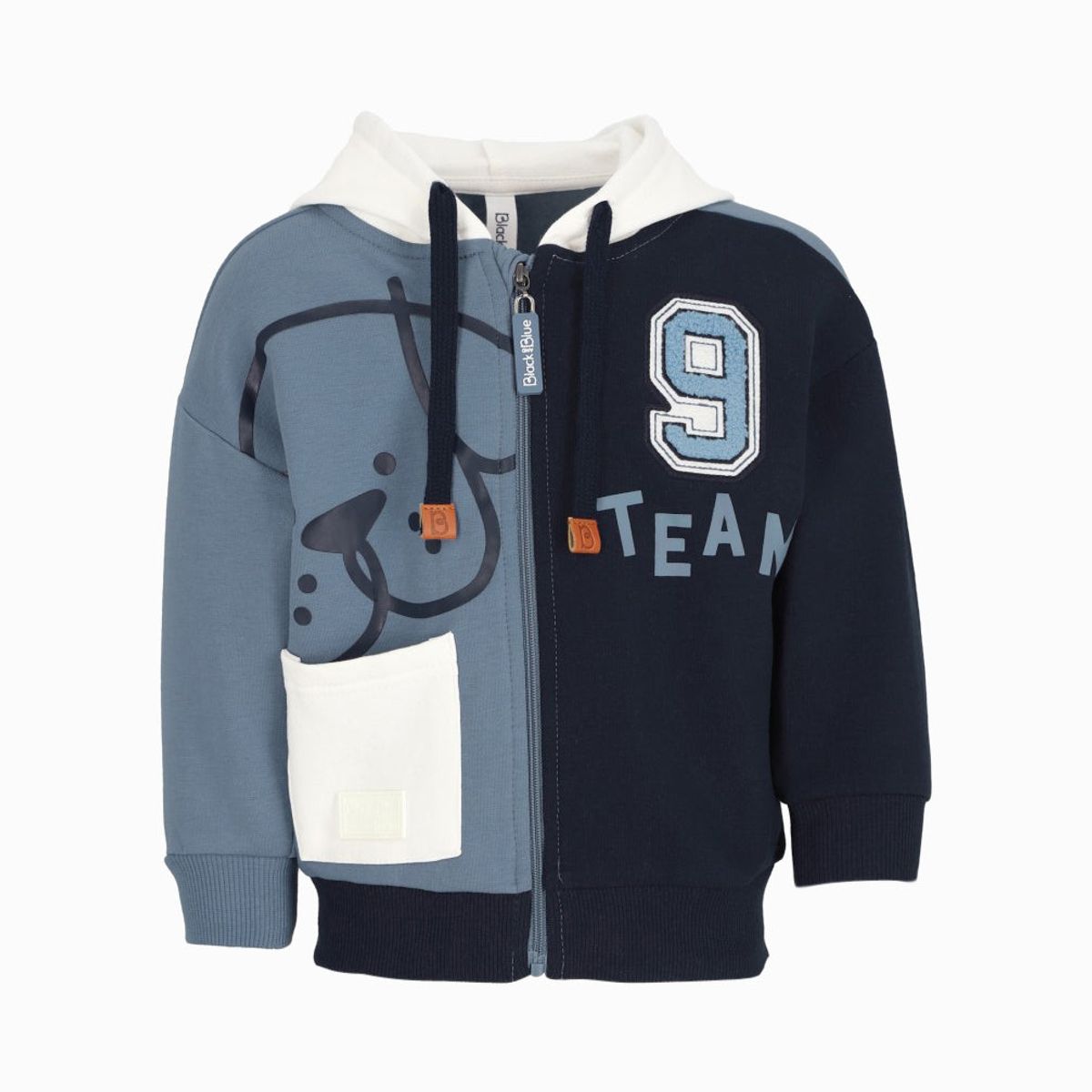 BLACK AND BLUE - Polerón bebés con cierre celeste Black and Blue