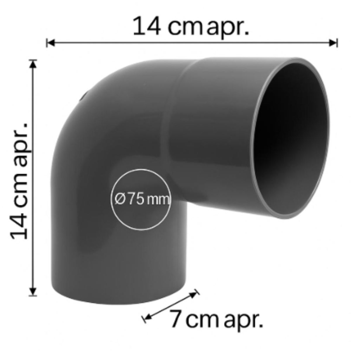 GENERICO - Codo Pvc Gris Sanitario 75 Mm X 90 Grados Pvc