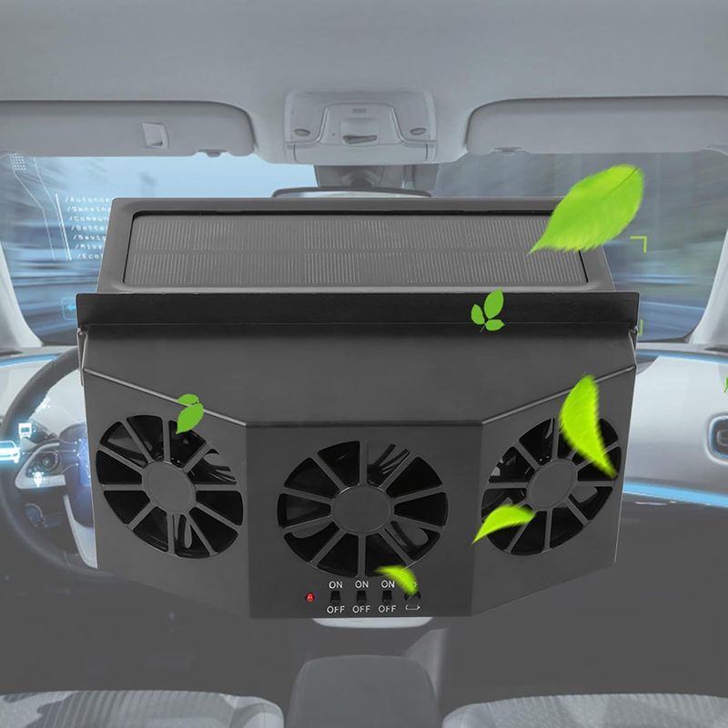 MOVI - EXTRACTOR DE AIRE PARA AUTO TRIPLE VENTILADOR ENERGÍA SOLAR