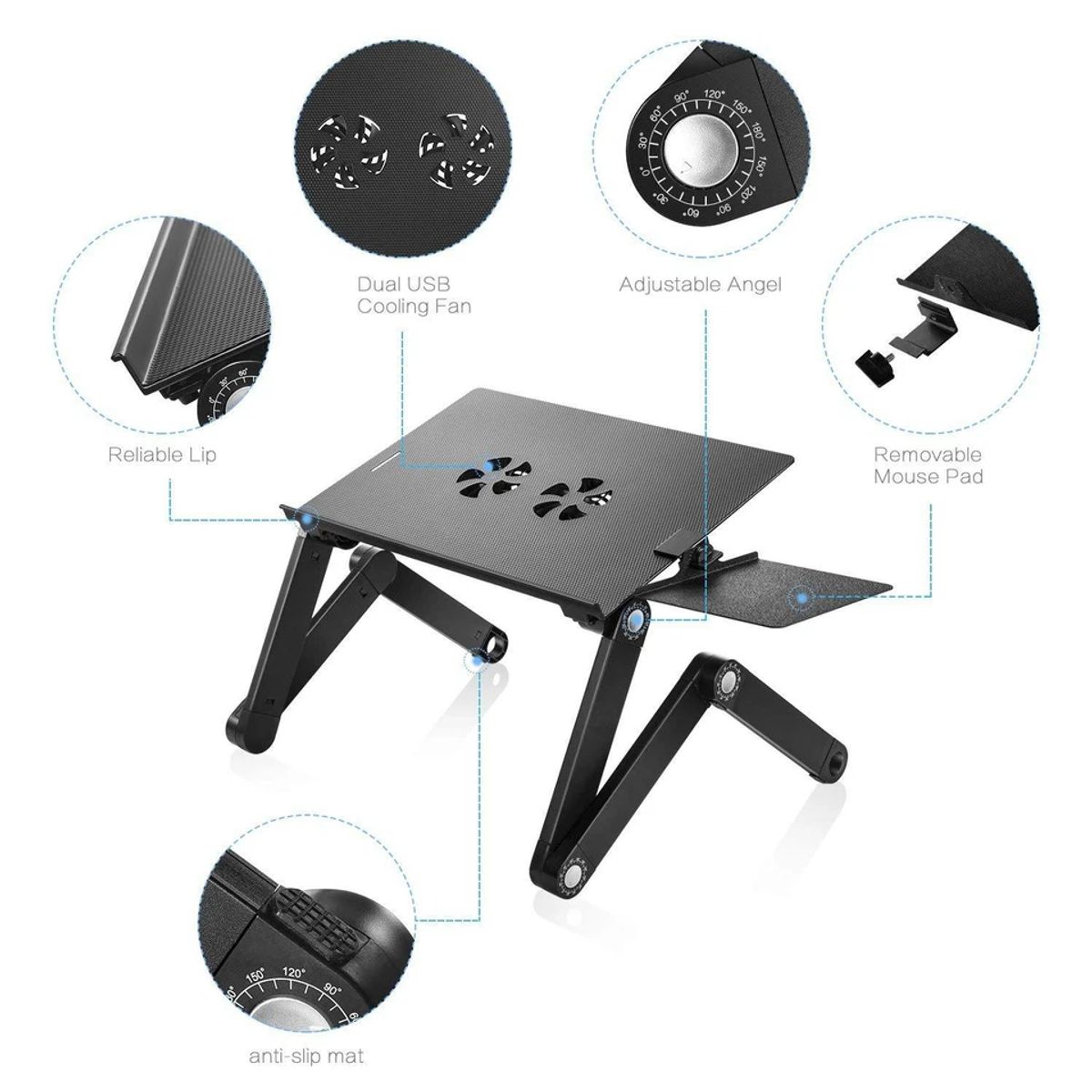 MOVI - MESA AJUSTABLE PARA NOTEBOOK CON VENTILADOR USB ANTICALOR