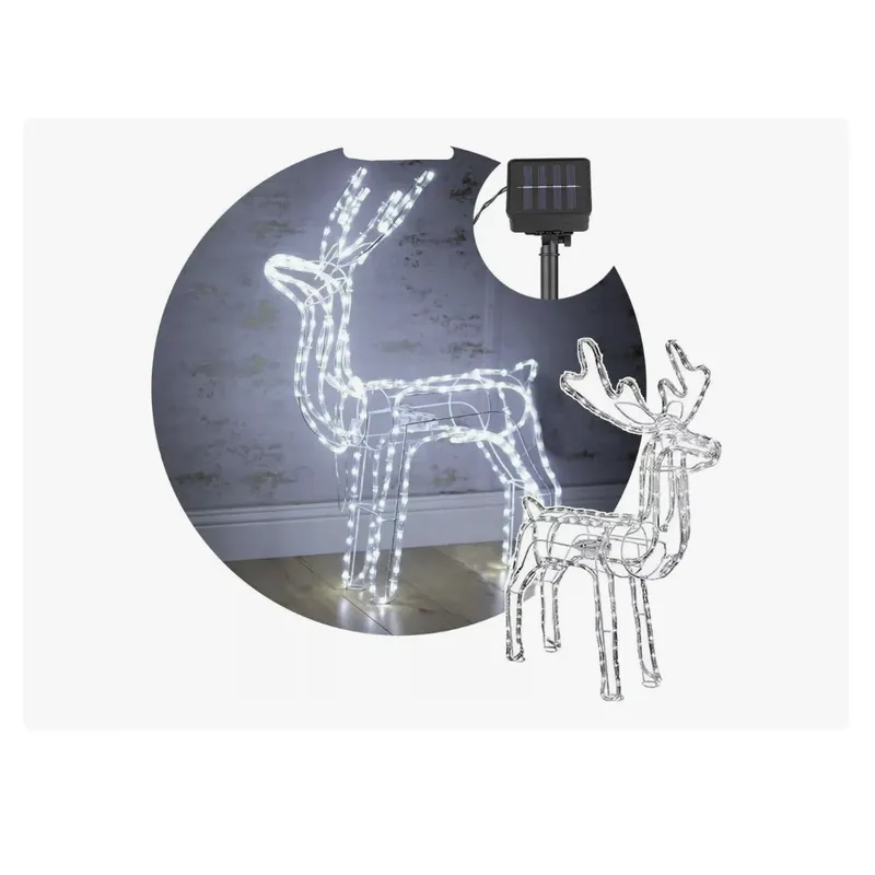 GENERICO - Reno Navideño Luz Led Solar Decorativo 90cm Navidad Blanco