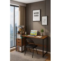 Escritorio trinity oficina con 2 gavetas y estante marron