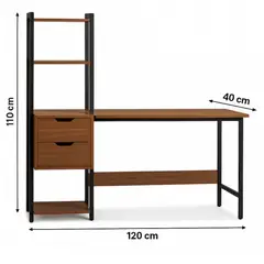 SPACE HOME - Escritorio trinity organizador lateral librero y 2 gavetas marron