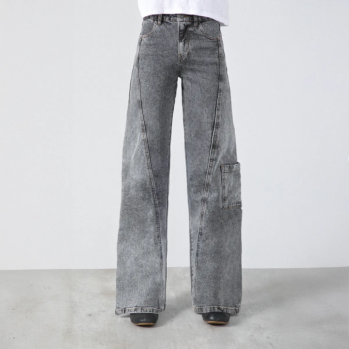 RAINDOOR - Pantalón Diagonal Bolsillo Gris Mujer Raindoor