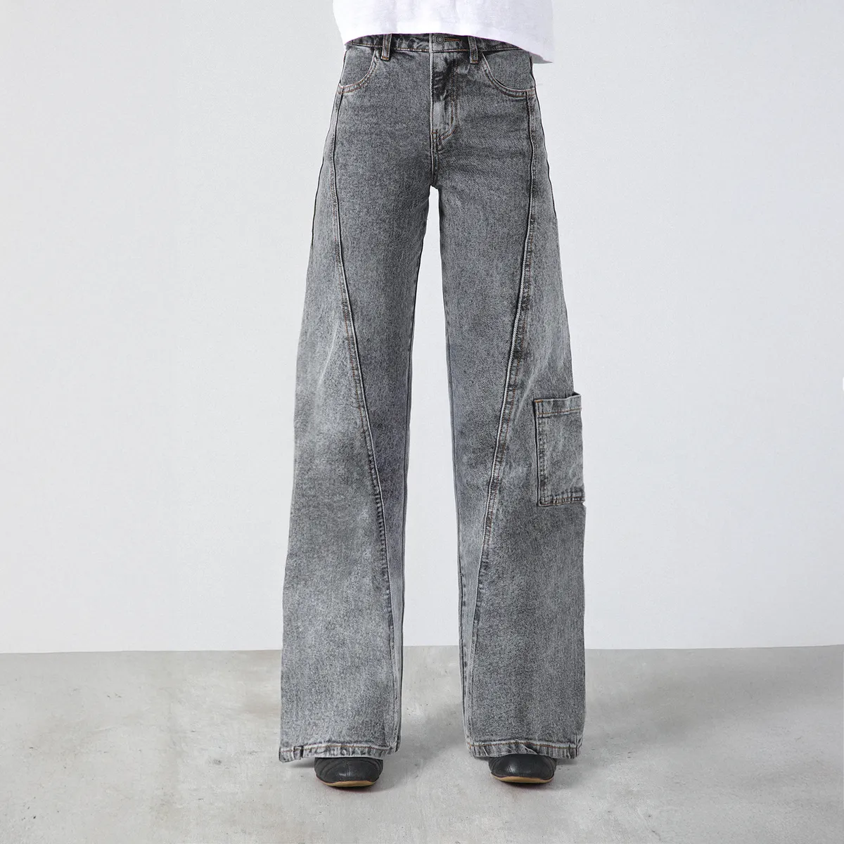 RAINDOOR - Pantalón Diagonal Bolsillo Gris Mujer Raindoor
