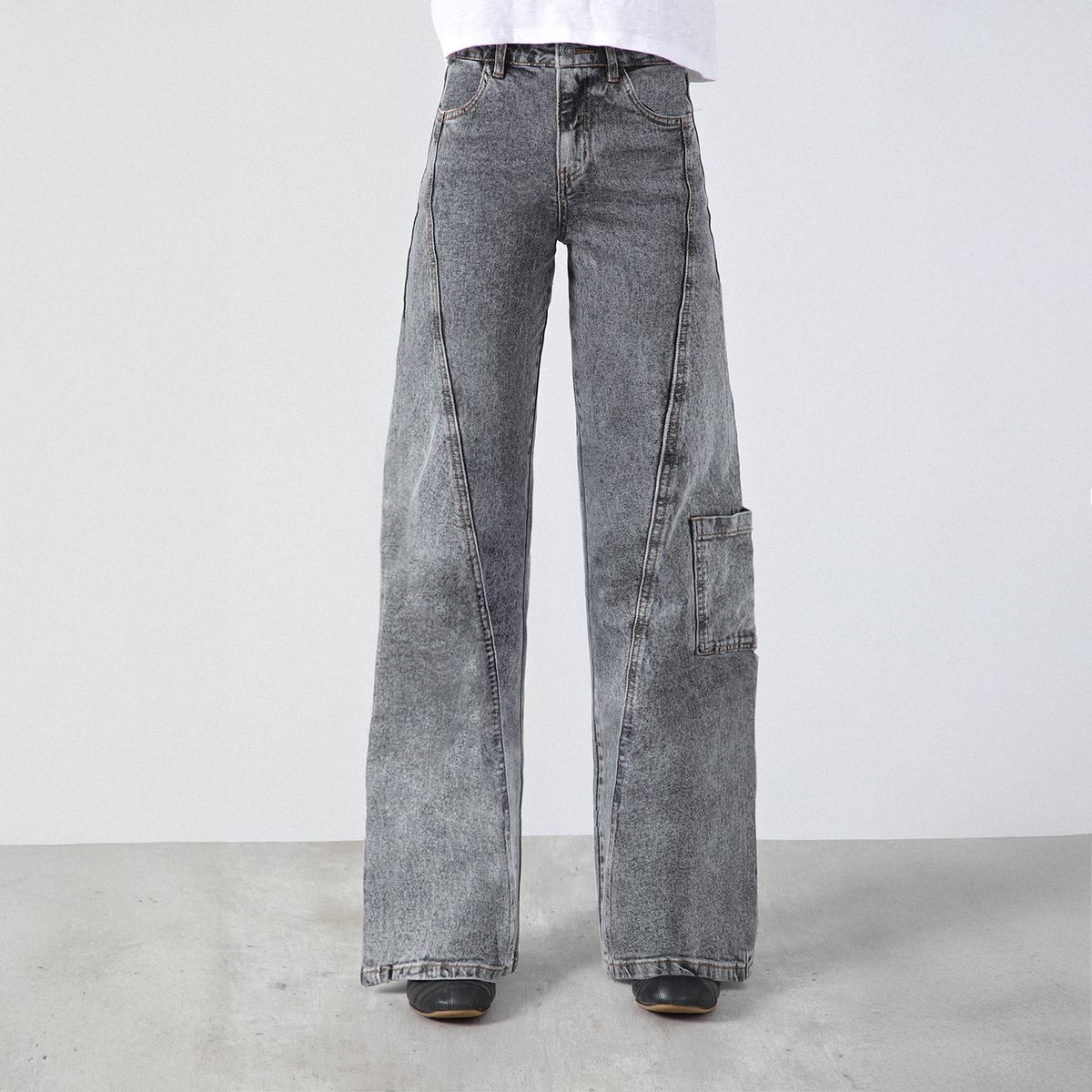RAINDOOR - Pantalón Diagonal Bolsillo Gris Mujer Raindoor