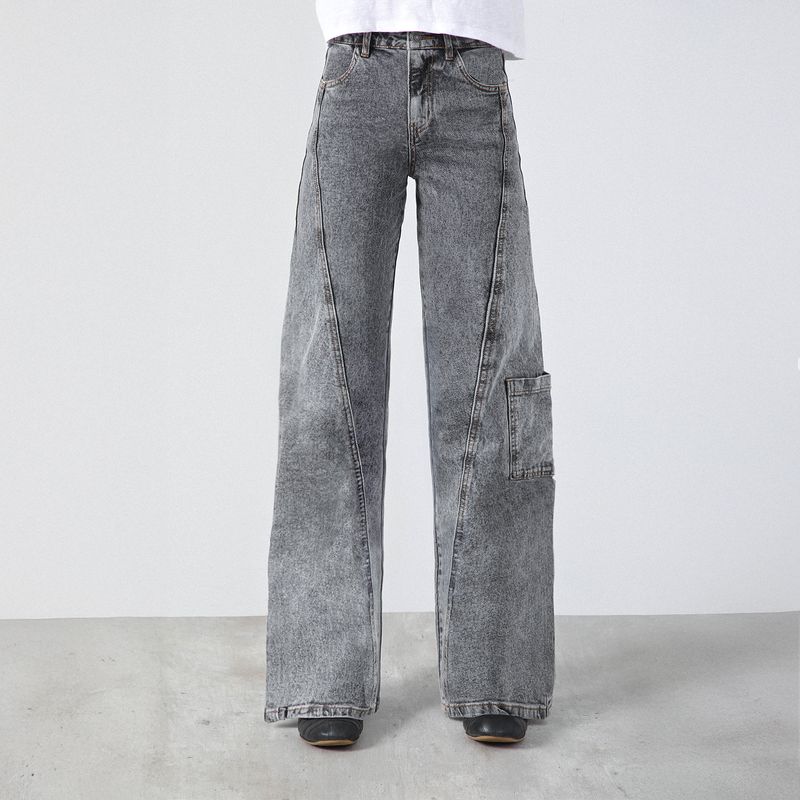 RAINDOOR - Pantalón Diagonal Bolsillo Gris Mujer Raindoor