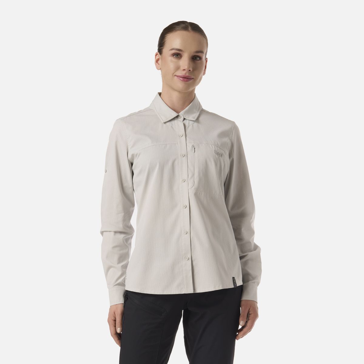 LIPPI - Camisa Mujer Rosselot Long Sleeve Q-Dry Shirt Gris Claro Lippi